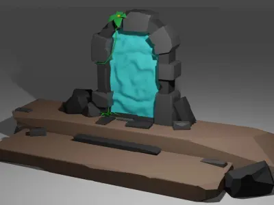 Low poly Portal tombstone with light Free low-poly 3D model