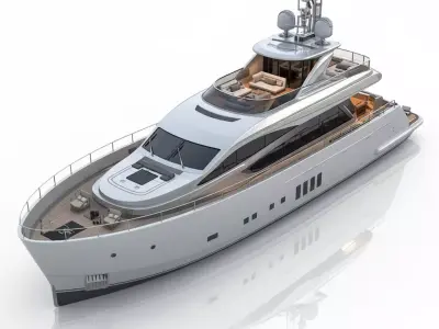 Sleek Flybridge Superyacht 3D Model Low-poly 3D model