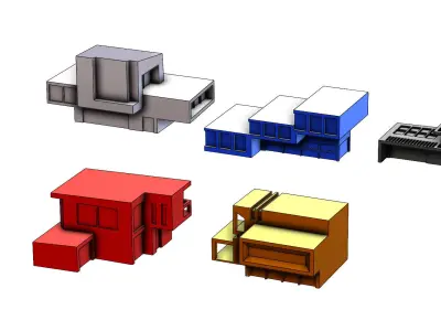 5 minimalist house designs 3D print model