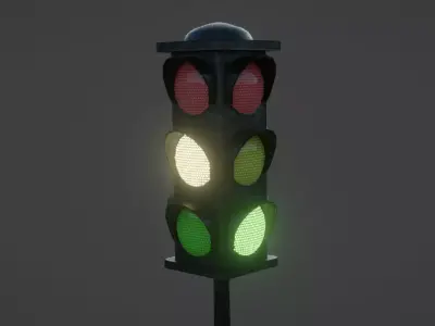 Traffic Light PBR Low-poly 3D model
