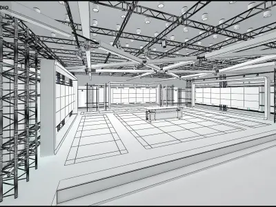 Virtual TV Studio News Set 8 3D model