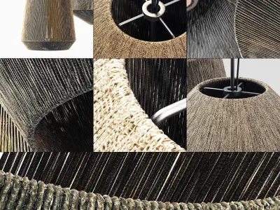 Lamp wood rotang wicker barrel n2 3D model