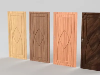 Door 5 four glass doors in row 3D model