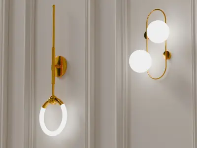 Wall Lamp Light Collection Low-poly 3D model