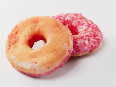 Strawberry Donut - 3D Scan Low-poly 3D model