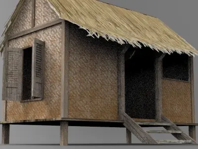 Indonesian Traditional House Low-poly 3D model