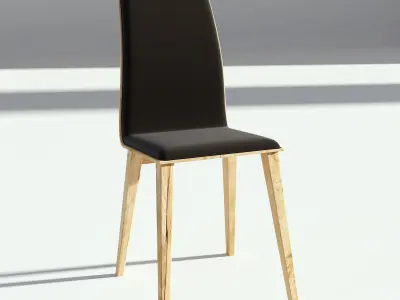 Wooden Black Fabric Sidechair 3D model