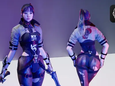 Scifi Hero Girl Low-poly 3D model