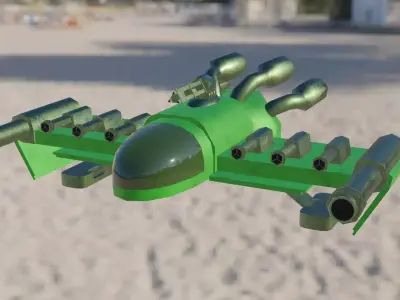 Low Poly 3D Fighter Spacecraft- Rigged Low-poly 3D model