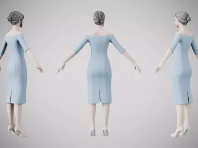 Dress 14 Light Blue Low-poly 3D model