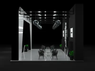 White and Black Booth Exhibition Stand Stall 3D model