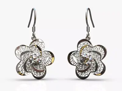Floral earrings 3D print model