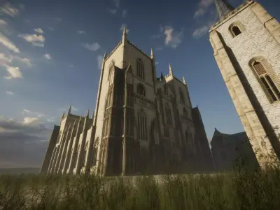 Modular Gothic Church Unity Low-poly 3D model