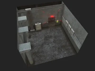 Prison Security Room - Backdrop Scene Low Poly - Full Perm Low-poly 3D model