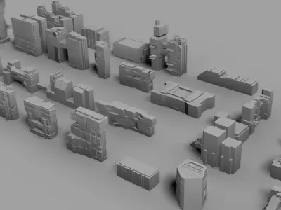 futuristic architecture set - BDR 3D model