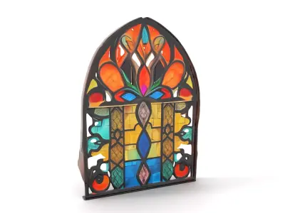 Vibrant Stained Glass Window model pack Low-poly 3D model