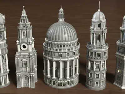 Building Towers Collection 2 - 20 pieces Low-poly 3D model