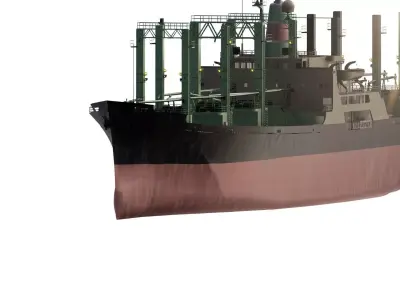 Cargo ship with cranes 3D model