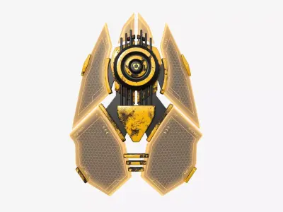 SciFi Shield A08 Yellow - Sci Fi Weapon Design Low-poly 3D model