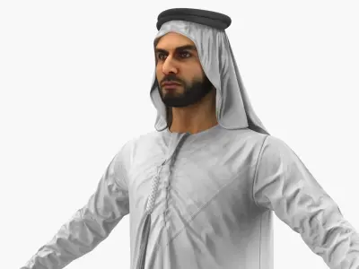  Arabian Man in Kandura A Pose White 