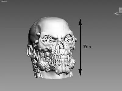Robot Skull Headphone Stand Cyborg Headset Stand 3D print model get