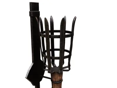 Medieval Torch Low-poly 3D model 15
