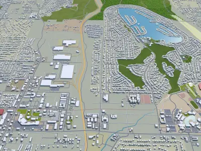 Victorville and Hesperia California USA 70km Low-poly 3D model