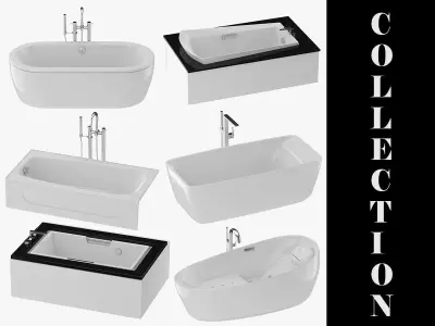 6 Bathtubs Collection bathtub with two faucets 3D model