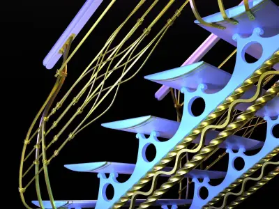 Ladder-gold stair railing - stair railing 3D model