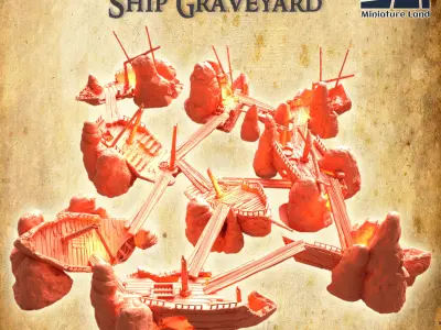 Modular Ship Graveyard Tabletop Terrain 28 MM 3D print model