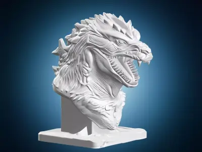 Godzilla Kaiju Head Statue 3D print model