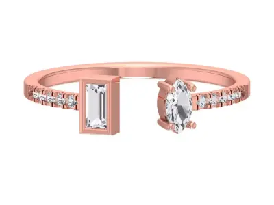 Open End Light Weight Band Baguette Marquise Stone Ring 3D print model