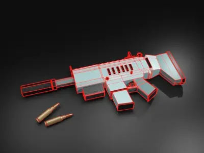 Low poly gun Scar l Low-poly 3D model