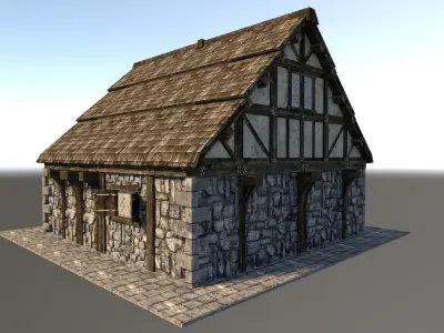 Medieval City House 01 Low-poly 3D model