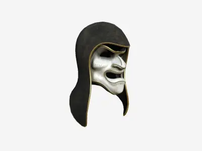 Assassin Mask A02 Black White - Character Design Fashion Low-poly 3D model