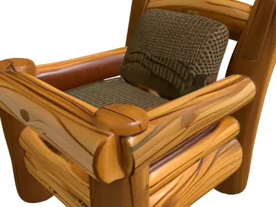 Rustic Log Cabin Armchair Low-poly 3D model