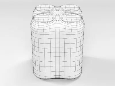Model of 4 500ml cans in a plastic shrinkwrap 3D model