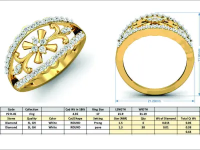 Solitaire Engagement Ring 3D print model 29
