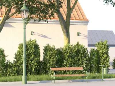 vienna public park furniture set 3D model