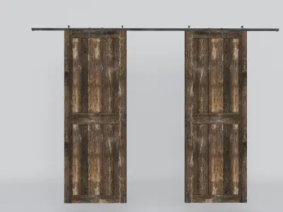 wooden sliding door 3D model