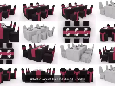 Collection Banquet Table and Chair 48 3D Model Pack