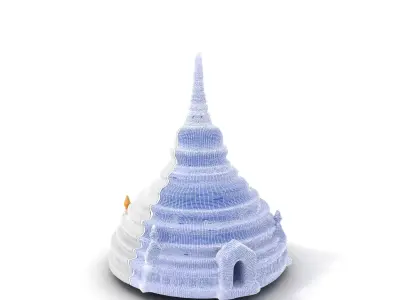 White Pagoda Temple model pack Low-poly 3D model