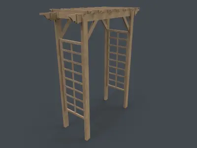 PBR Wooden Arbour Garden Arch B Low-poly 3D model
