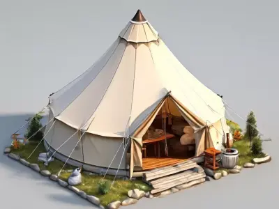 Detailed 3D Camping Tent Model Low-poly 3D model