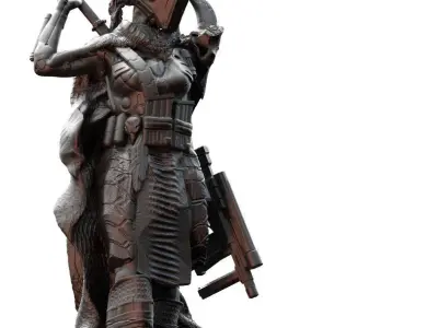 Sci Fi Female Fighter Pirate Raider 3D print model
