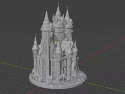 Wizard Fantasy Castle Inspired by Harry Potter 3D print model