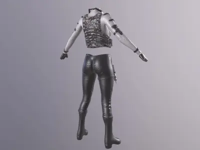 Female military spy cloth Low-poly 3D model