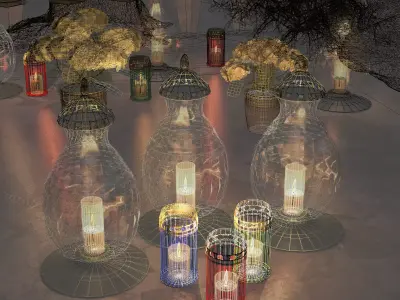 Simple Cemetery Candle Set Free low-poly 3D model