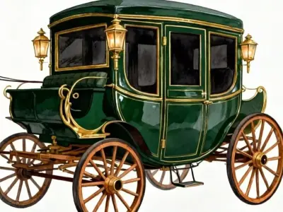 Emerald Estate Carriage 3D Model Low-poly 3D model
