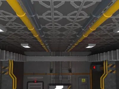 Sci-Fi Corridor Interior Cryochamber Base Scene  Low-poly 3D model